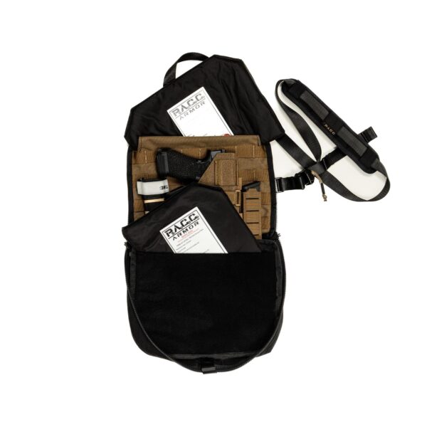 Inside armor-Mini PACC tactical bulletproof EDC body armor, this is a concealed carry sling bag, why do you need body armor, you ask?