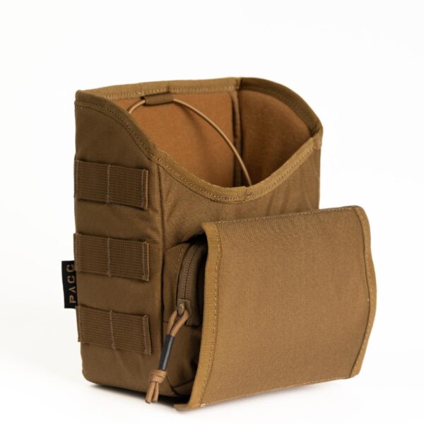 Binoculars case for PACC Armor Carrier is a lightweight tactical carrier harnessed to your EDC/CCW Mini PACC or hunting rig, open view.