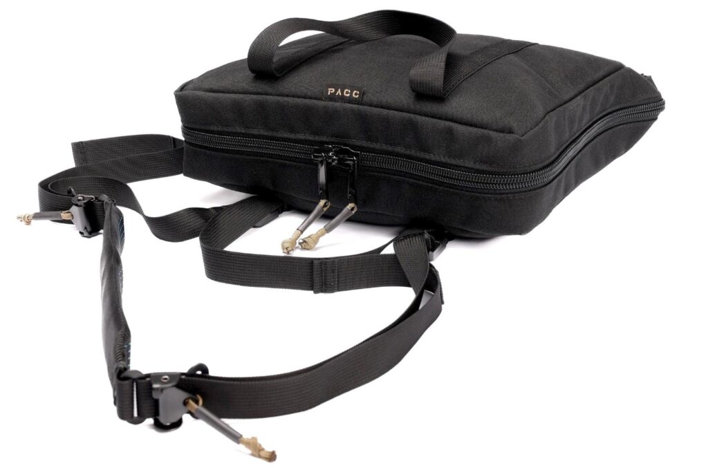 Closed view, The PACC tactical bulletproof EDC body armor carrier this concealed carry sling bag is a premium alternative to CCW fanny pack.