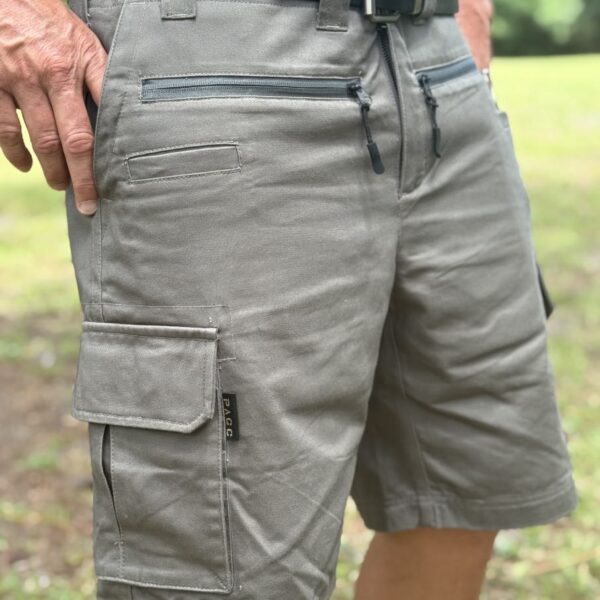 Front gray, Pistol Pants cargo shorts, Most comfortable tactical EDC/CCW gun holster built-in, in big and tall sizes