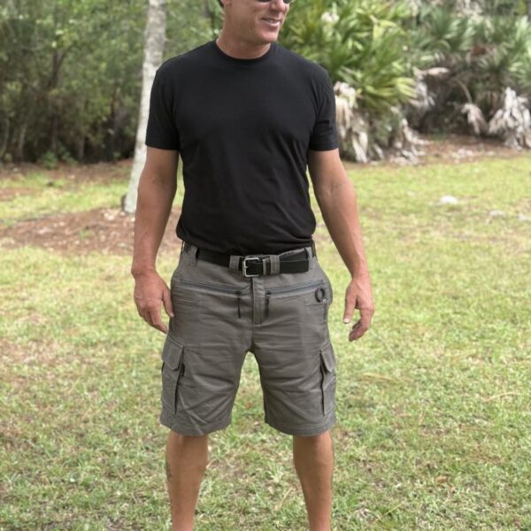 PACC Armor Standing gray, Pistol Pants cargo shorts, Most comfortable tactical EDC/CCW gun holster built-in, in big and tall sizes