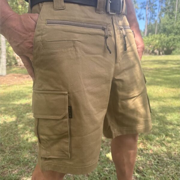 Front Coyote brown, Pistol Pants cargo pants, Most comfortable tactical EDC/CCW gun holster built-in, in big and tall sizes